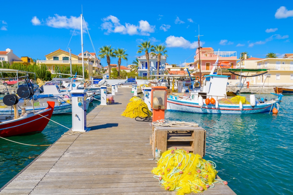 'Traditional greek fishing boats in port of Lixouri town, Kefalonia island, Greece' - Cefalonia